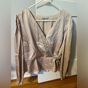 Abercrombie & Fitch Satin Wrap Long Sleeve Top